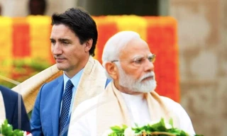 Thủ tướng Canada Justin Trudeau và Thủ tướng Ấn Độ Narendra Modi. (Ảnh: AP)