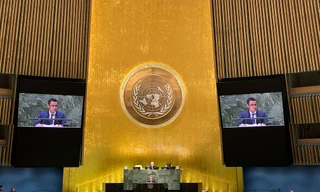 Đại sứ Đặng Hoàng Giang phát biểu tại Đại hội đồng Liên Hợp Quốc ngày 22/2. (Ảnh: Mofa)