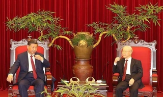 Tổng Bí thư Nguyễn Phú Trọng mời Tổng Bí thư, Chủ tịch nước Trung Quốc Tập Cận Bình trà đặc biệt