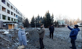 Một địa điểm của thành phố Kramatorsk ngày 8/1 mà Nga nói vừa tấn công trả đũa. (Ảnh: Reuters)