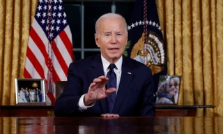 Tổng thống Mỹ Joe Biden trong bài phát biểu từ phòng Bầu Dục của Nhà Trắng ngày 19/10. (Ảnh: CNN)