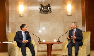 Bộ trưởng Ngoại giao Bùi Thanh Sơn và người đồng cấp Singapore Vivian Balakrishnan trong cuộc gặp ngày 18/7. (Ảnh: Mofa)
