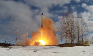 Tên lửa Sarmat được trong lần phóng thử tháng 4/2022