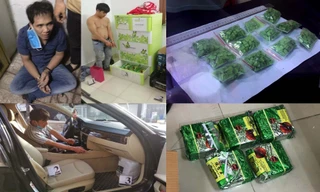 Các đối tượng trong đường dây và tang vật bị thu giữ.