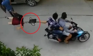 Hai tên cướp giật túi xách.