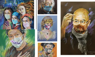 Vẽ tranh người nổi tiếng cùng khẩu trang 'thần thái'