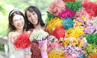 Bạn trẻ thích thú check-in xe hoa 'mùa thu Hà Nội' giữa làng đại học ở TPHCM