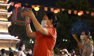 Đông đảo người dân TPHCM thỉnh chuông, phóng sinh cầu an ngày Rằm tháng Giêng