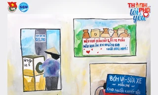 Sinh viên Đại học Sài Gòn khắc họa vẻ đẹp thành phố qua sản phẩm ký hoạ 