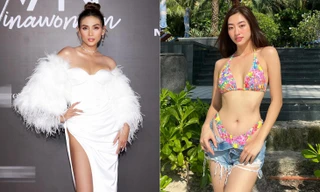 Lương Thuỳ Linh nóng bỏng với bikini, Võ Hoàng Yến mặc váy lông vũ trễ nải vòng 1 quyến rũ