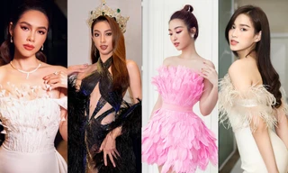 Đỗ Thị Hà, Đỗ Mỹ Linh và dàn hậu đẹp kiêu sa như 'nữ thần' khi cùng diện váy lông vũ