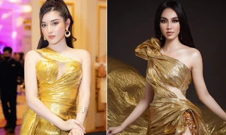 Mặc kiểu váy xẻ chân ngực yêu thích của Thùy Tiên, Huyền My khoe dáng sexy bên Quốc Trường