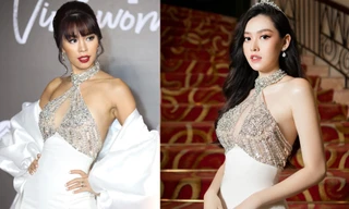 'Đụng' váy xẻ chân ngực: Hà Anh nóng bỏng, Tường San ghi điểm với nhan sắc tựa 'thần tiên tỷ tỷ'