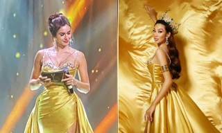 Mặc lại váy của Hoa hậu Thùy Tiên, Miss Universe 2005 Natalie Glebova khoe sắc quyến rũ ở tuổi 41