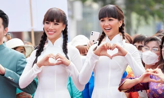 Cùng mặc áo dài trắng và tết tóc 2 bên, fan ngỡ H'Hen Niê và Kim Duyên là chị em sinh đôi!