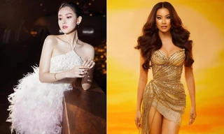 Á hậu Tường San yêu kiều tựa 'thiên nga trắng' với váy lông vũ, Kim Duyên mặc váy cúp ngực nóng bỏng