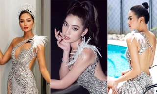 Mặc lại váy lông vũ cut-out táo bạo của H'Hen Niê và Đào Thị Hà, Cẩm Đan khoe lưng ong nuột nà