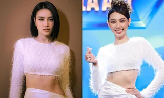 Mặc lại váy của Ninh Dương Lan Ngọc, Hoa hậu Thùy Tiên gây chú ý với vòng eo 'con kiến' sexy