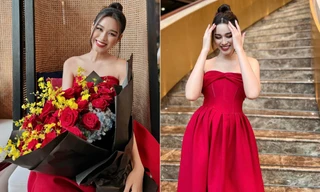 Hoa hậu Đỗ Thị Hà diện váy cúp ngực đỏ rực, khoe vai trần đẹp hút hồn 