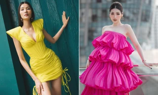 Hoàng Thuỳ mặc váy xanh neon xẻ vòng 1 sexy, Á hậu Tú Anh tái xuất quyến rũ hậu COVID-19