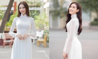Đọ nhan sắc dịu dàng, trong veo của Thuỳ Tiên và Đỗ Thị Hà khi mặc áo dài trắng
