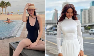 H'Hen Niê diện áo dài trắng ở Dubai, Tường San khoe dáng nóng bỏng với áo tắm ngày đầu năm