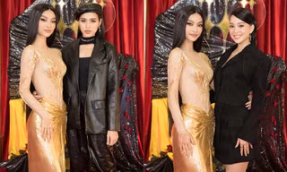 Tiểu Vy, Đỗ Thị Hà cùng diện cả 'cây đen' cá tính tới mừng Kiều Loan ra MV mới