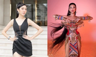 Thuý Vân mặc váy xẻ vòng 1 sexy, Kim Duyên công bố trang phục dân tộc ở Hoa hậu Siêu quốc gia