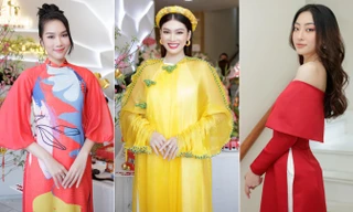 Lương Thuỳ Linh diện áo dài cách tân khoe vai trần sexy, đọ sắc Á hậu Phương Anh-Ngọc Thảo