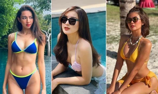 Dàn Hoa, Á hậu đọ dáng nóng 'bỏng mắt' với bikini dịp đầu năm mới 