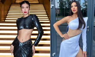 Minh Tú mặc váy hở bạo khoe eo thon sexy, Kim Duyên diện váy cut-out lạ mắt ở Hoa hậu Siêu quốc gia