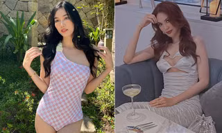 Á hậu Phương Anh khoe dáng quyến rũ với áo tắm, Hoa khôi Lan Khuê mặc váy xẻ chân ngực nóng bỏng