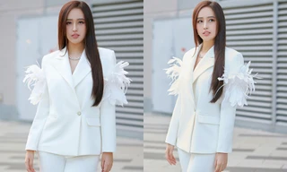 Diện vest trắng đính lông vũ lạ mắt, Mai Phương Thúy khoe thần thái 'đỉnh cao' ở tuổi 34