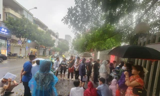 Người dân xếp hàng từ 5h sáng chờ lấy số thứ tự thực hiện thủ tục hành chính về đất đai.