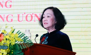 Bà Trương Thị Mai, Ủy viên Bộ Chính trị, Thường trực Ban Bí thư, Trưởng ban Tổ chức TƯ phát biểu tại lễ kỷ niệm