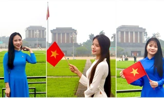 Rực rỡ sắc áo dài, giới trẻ nô nức ‘check-in’ Lăng Bác, hướng về Đại lễ 30/04