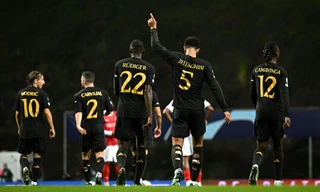 Các cầu thủ Real Madrid đã được hưởng niềm vui ở trận lượt đi sau chiến thắng 2-1 trước Braga