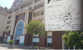 Dù ban giám hiệu trường ĐH Kinh doanh và Công nghệ Hà Nội thông tin đã yêu cầu thu hồi và hủy bỏ cuốn giáo trình có bản đồ “đường lưỡi bò” nhưng cuốn sách vẫn được bán tại đây.