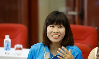 Nữ tuyển thủ Vũ Thị Nhung trong buổi giao lưu trực tuyến với báo Tiền phong sáng 31/8.