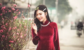 Thanh Bi tung ảnh áo dài xinh đẹp đón Tết 