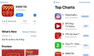 App 9999 Tết lọt top ứng dụng vui chơi giải trí được tải nhiều nhất