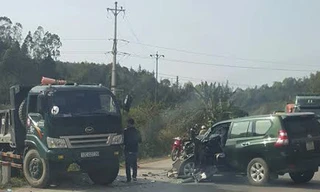 Hiện trường vụ tai nạn. Ảnh: Cà Văn Lỏ.