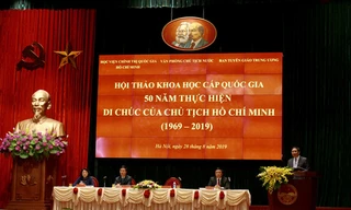 Hội thảo khoa học cấp quốc gia 50 năm thực hiện Di chúc của Chủ tịch Hồ Chí Minh. Ảnh LK