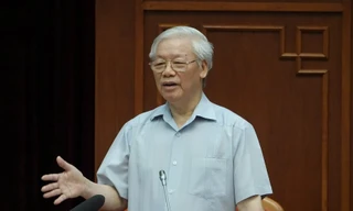 Tổng Bí thư, Chủ tịch nước Nguyễn Phú Trọng tại buổi gặp gỡ đảng viên trẻ. (Ảnh: Như Ý)