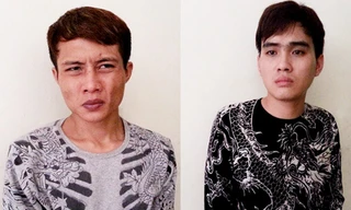 Hai đối tượng Trần Xuân Tùng và Hoàng Ngọc Điệp tại cơ quan điều tra