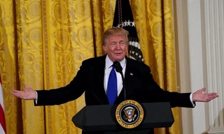 Tổng thống Mỹ Donald Trump trong cuộc họp báo tại Nhà Trắng ngày 24/1. Ảnh: Reuters