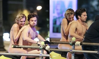 Sao 'Captain America' cùng bạn diễn nữ khoả thân lái xe trên phố