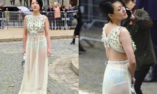 Từ Hy Đệ diện váy lộ nội y phản cảm tại tuần lễ thời trang Paris