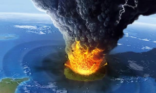 Vụ phun trào tại Krakatoa vào năm 1883 tạo sóng xung kích mạnh gấp 10.000 lần bom H. (Ảnh minh họa)