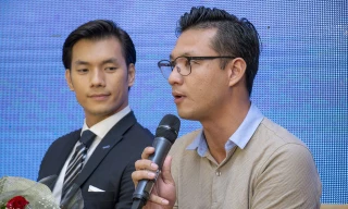 Đạo diễn Khải Anh trong cuộc họp báo mới đây.